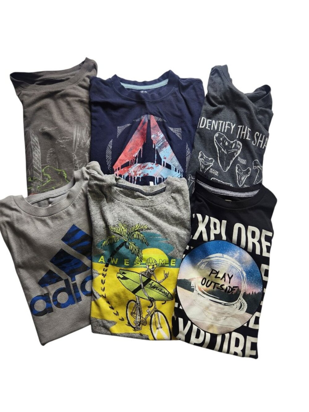 Boys Size M-L - Back To School T Shirt Lot Reebok Adidas Old Navy Lot of 6